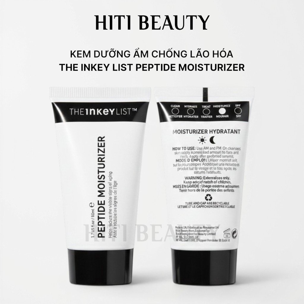 Kem Dưỡng Ẩm THE INKEY LIST Peptide Moisturizer 50ml - Cấp Ẩm Sâu, Hỗ Trợ Làm Mờ Vết Nhăn