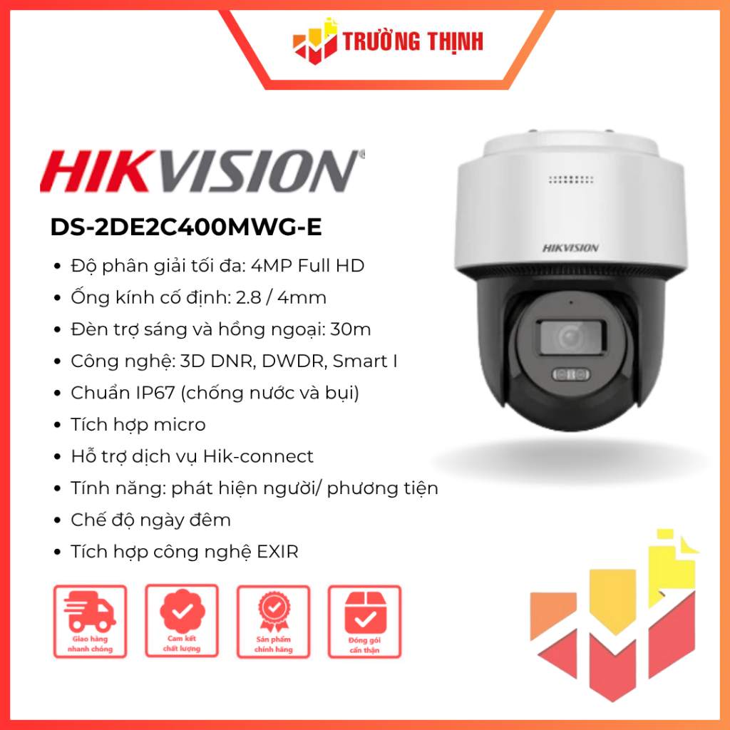 Camera PT Mini Hikvision 4MP DS-2DE2C400MWG-E | Smart Hybird Light |4MP |Đàm thoại 2 chiều| Full HD