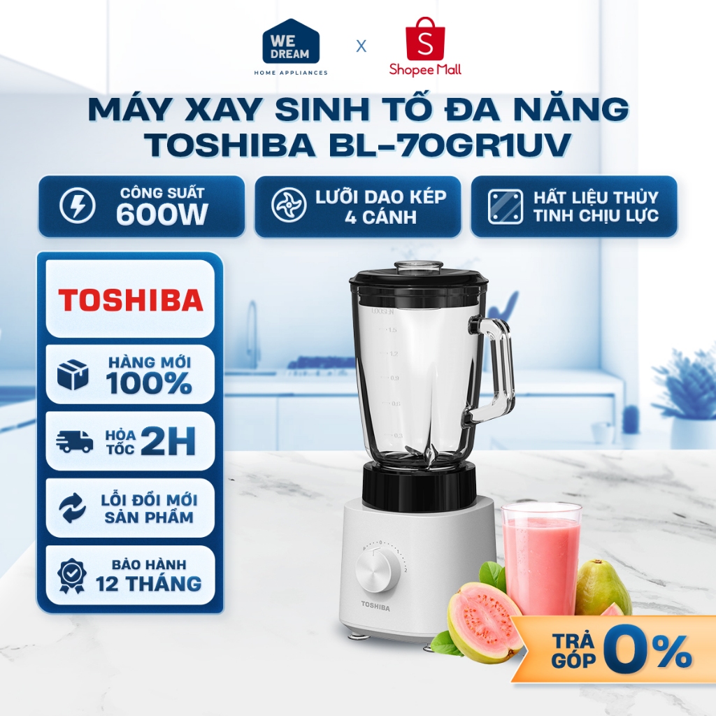 BL-70GR1UV - Máy Xay Sinh Tố Đa Năng Toshiba BL-70GR1UV - Hàng Chính Hãng, Mới 100%