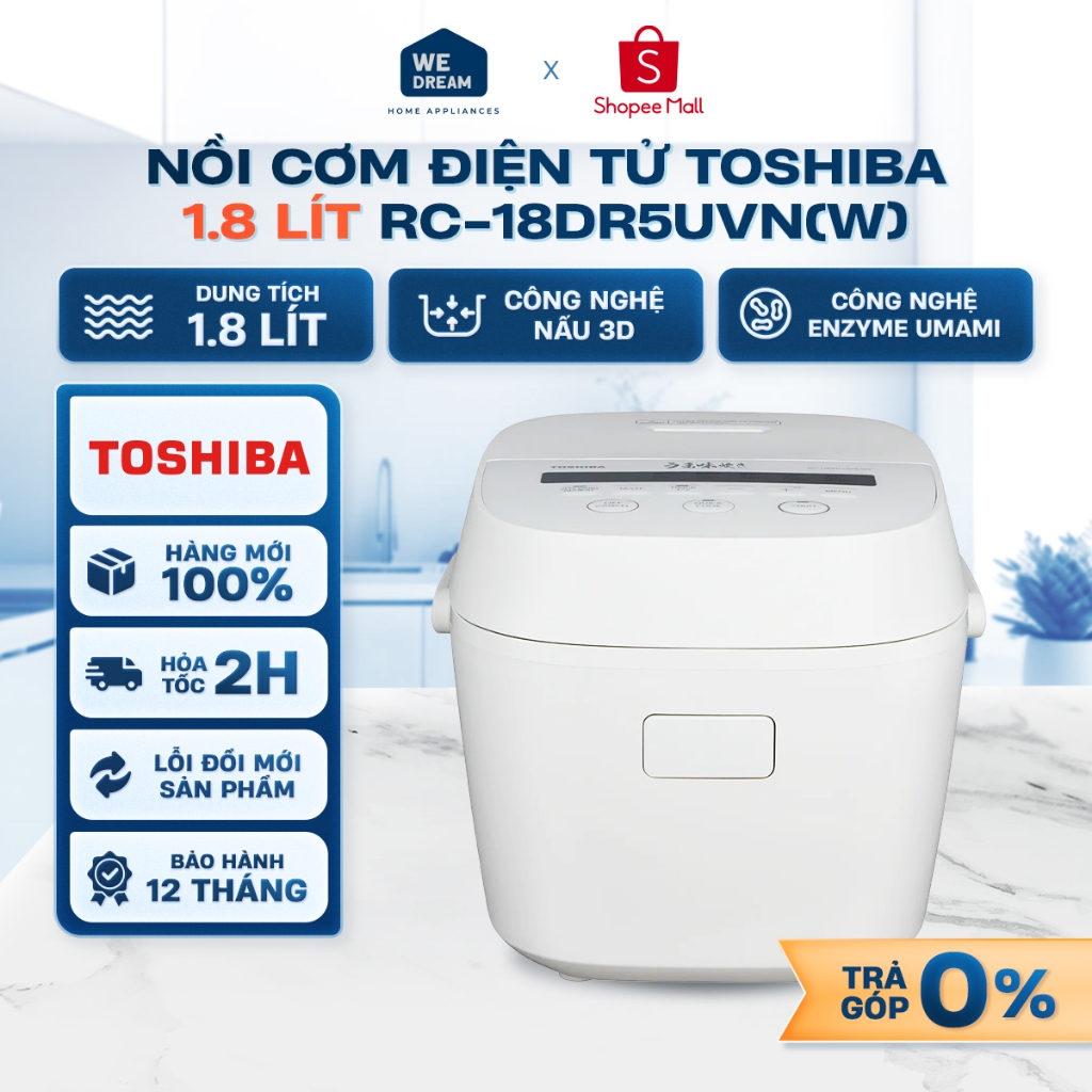 RC-18DR5UVN(W) - Nồi Cơm Điện Tử Toshiba 1.8 Lít RC-18DR5UVN(W) - Hàng Chính Hãng, Mới 100%