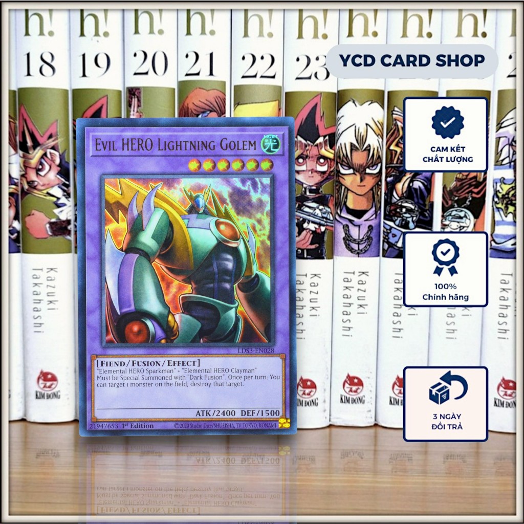 [YCDcardgame] Thẻ bài Yugioh Chính Hãng Evil HERO Lightning Golem – Ultra Rare [Fusion]