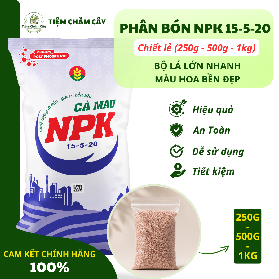 (1kg) Phân bón cho Hoa Kiểng - Lá Lớn Nhanh, Hoa Bền Đẹp | NPK 15-5-20 Cà Mau