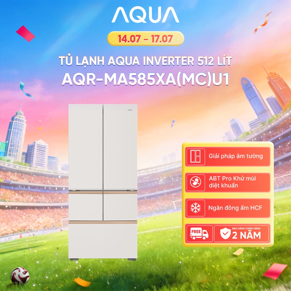 Tủ lạnh AQUA Inverter 512 lit AQR-MA585XA(MC)U1 - Làm đá tự động - Bảo hành 2 năm