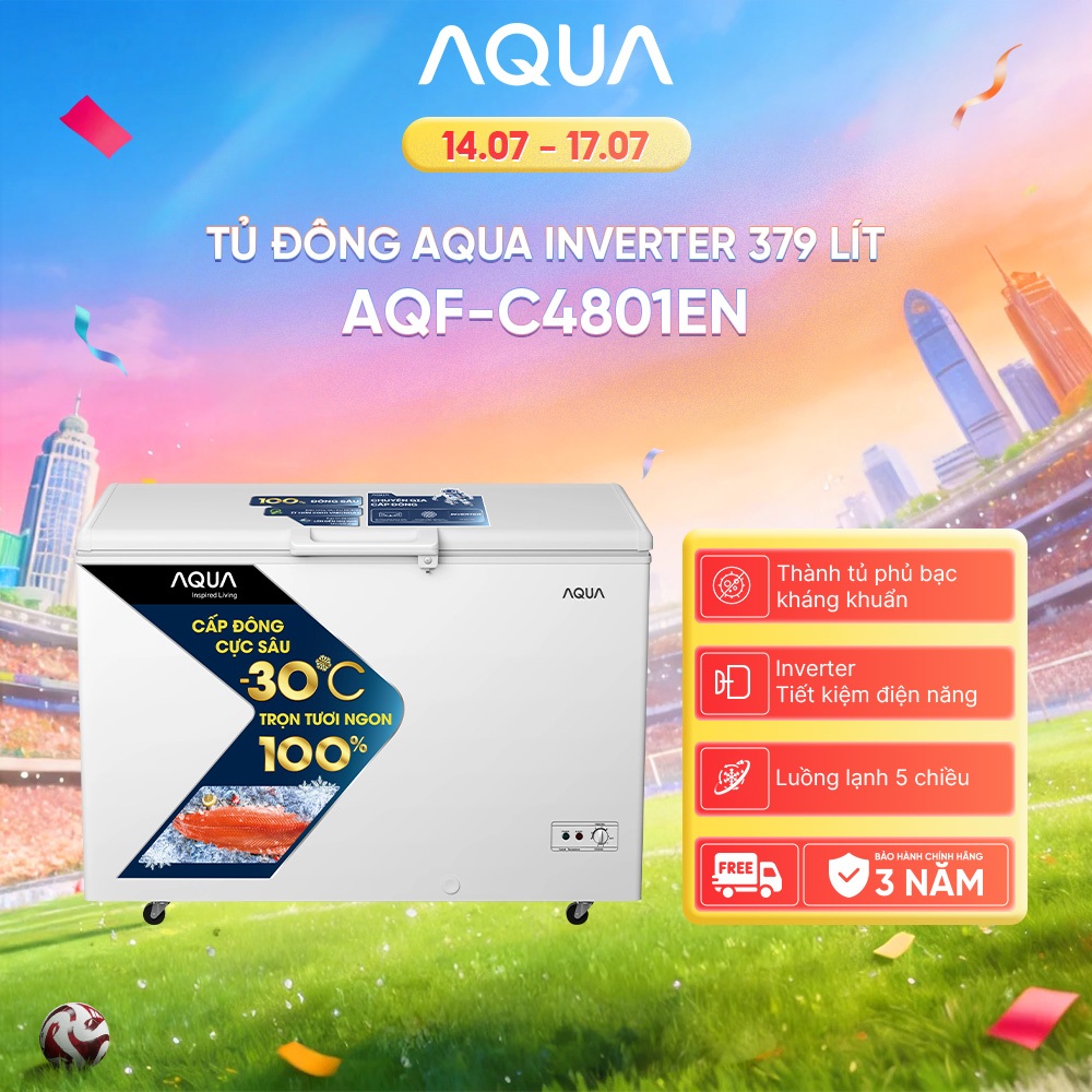 Tủ đông Aqua Inverter 379 Lít AQF-C4801EN - Hàng chính hãng