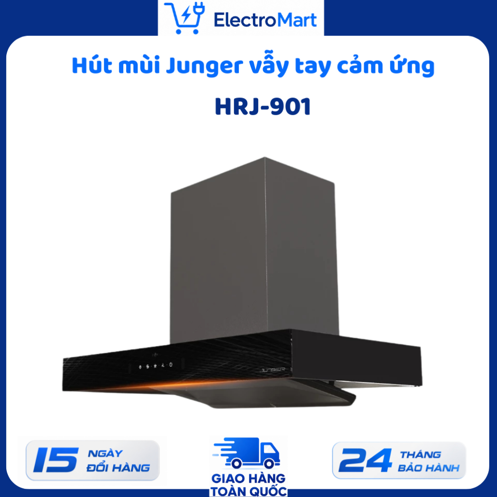 HRJ-901 Máy hút mùi Junger 1600m³/h cảm ứng vẫy tay điều khiển không chạm Chính Hãng