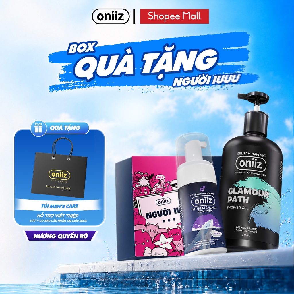 Quà Tặng Người IUU - Hương Quyến Rũ Oniiz | Sữa tắm hương nước hoa Men In Black 500ml, Bọt vệ sinh n