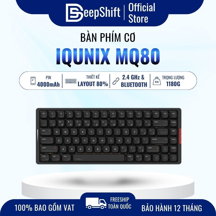 Chính Hãng | Bàn Phím Cơ IQUNIX MQ80 Low Profile 80% | Full Nhôm CNC | 3 Mode | VIA