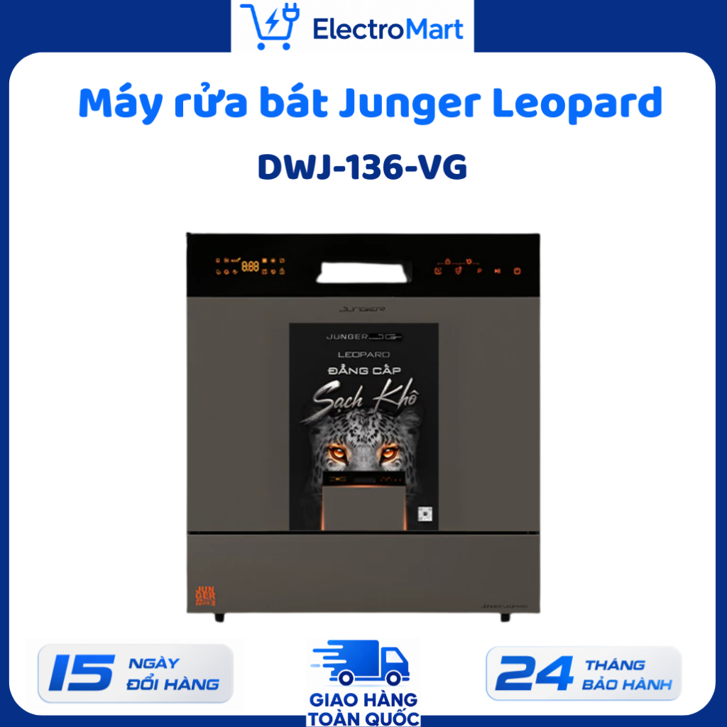 DWJ-136-VG - Máy rửa bát Junger Leopard 13 bộ sấy độc lập 8 chức năng