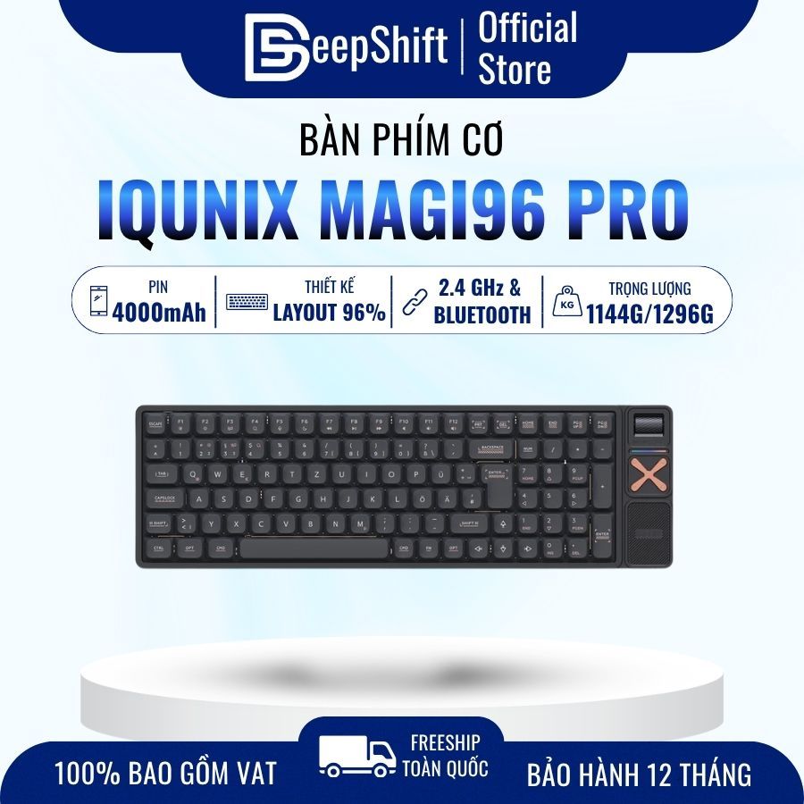 Bàn Phím Cơ IQUNIX Magi96 Pro Low Profile 96% | Vỏ Nhôm CNC | Numpad | Núm Xoay Media | Chính Hãng