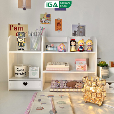 Kệ sách đa năng, kệ decor góc học tập làm việc chất liệu nhựa PVC thương hiệu IGA - IG425