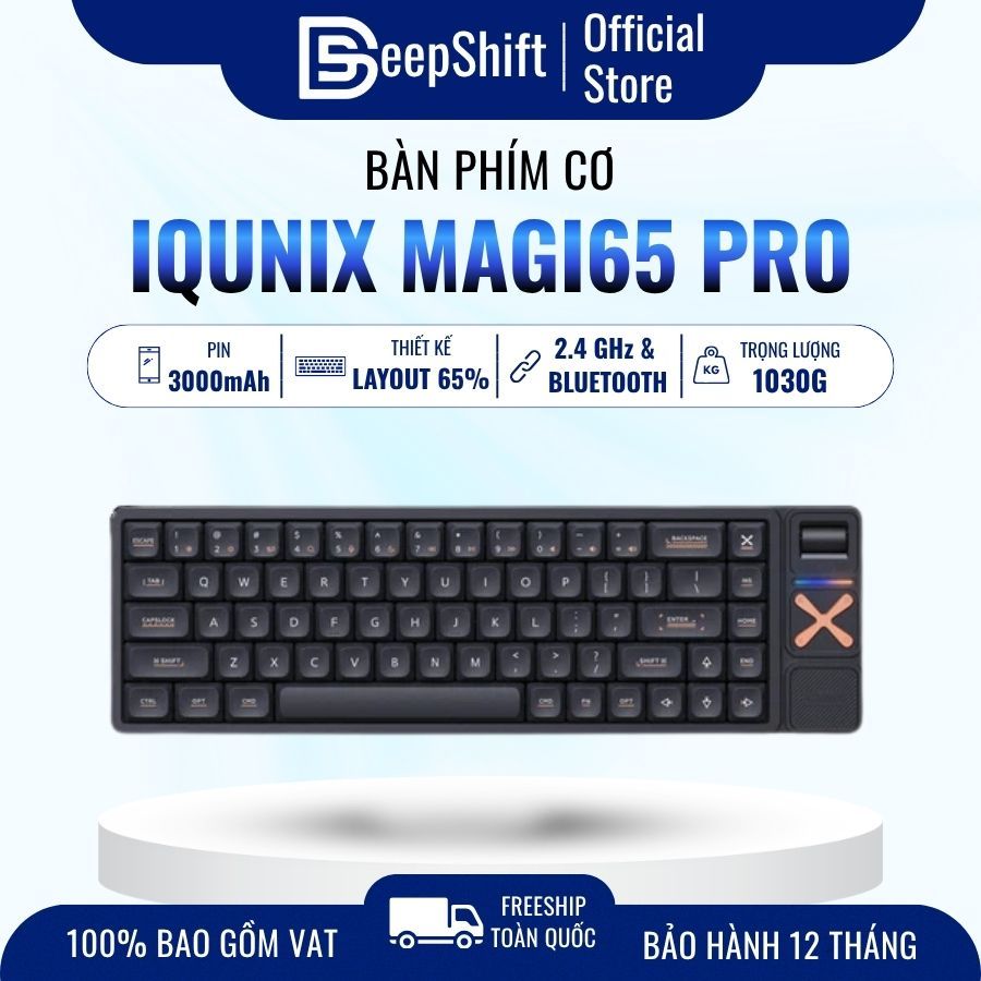 Bàn Phím Cơ IQUNIX Magi65 Pro Low Profile 65% | Vỏ Nhôm CNC | Núm Xoay Media | Kết Nối 3 Chế Độ