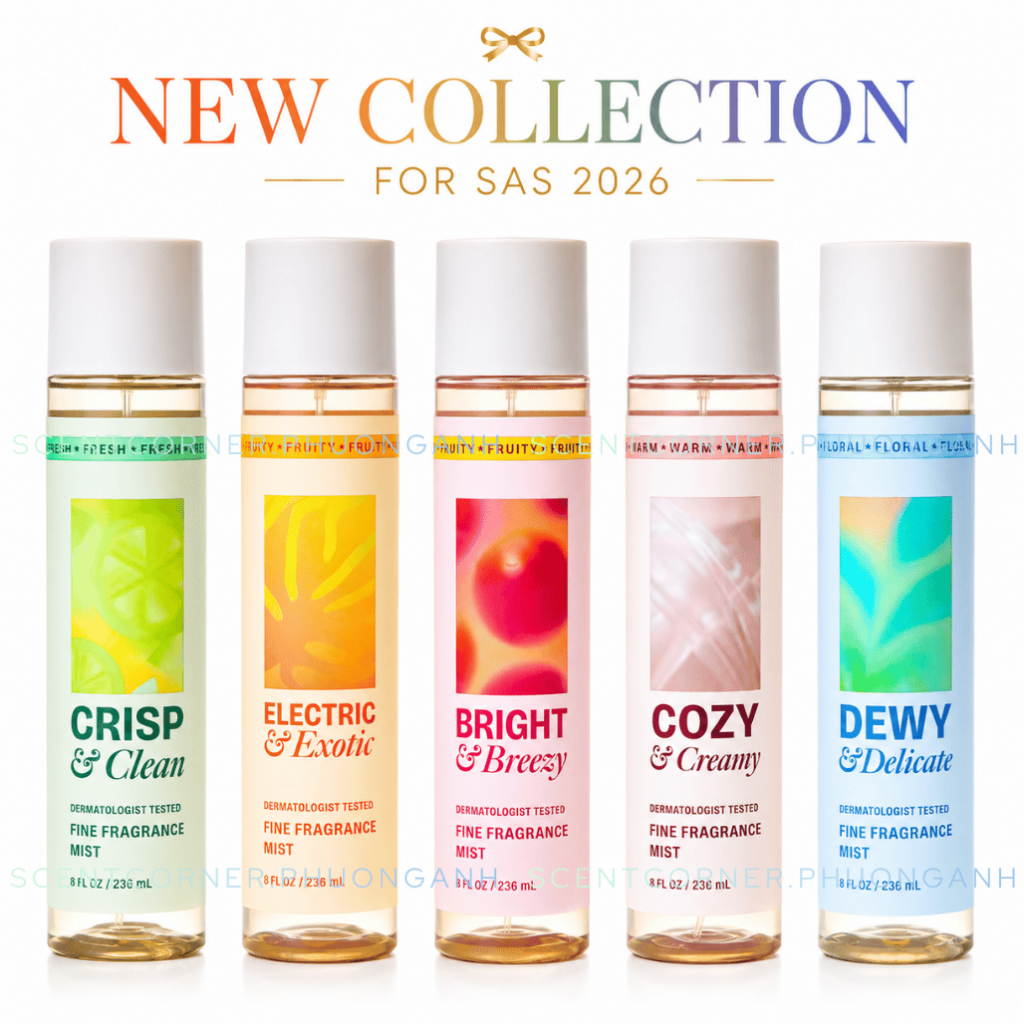 Cozy & Creamy| Dewy & Delicate| Electric & Exotic| Bright & Breezy| Crisp & Clean - Xịt thơm Body Mi