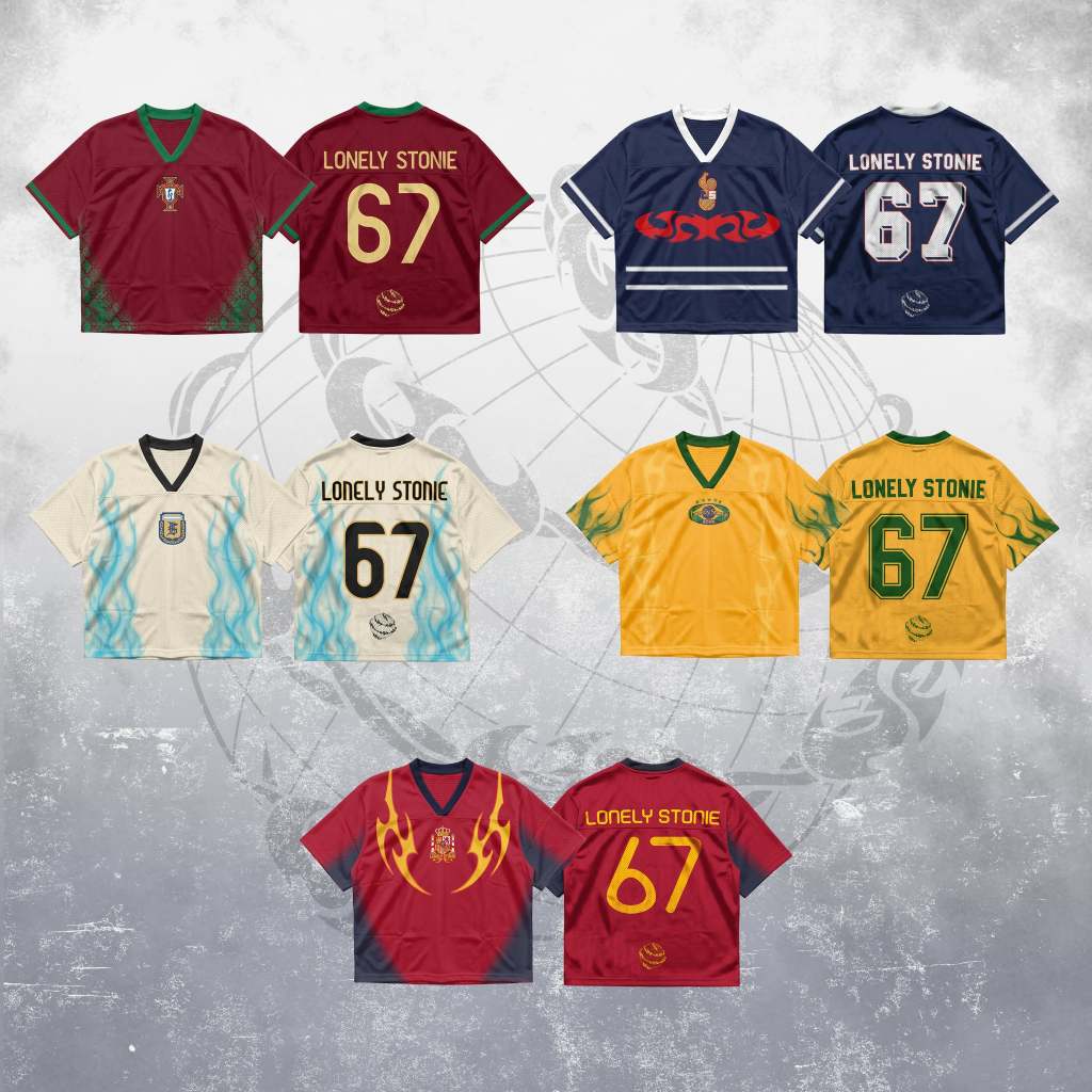 Lonely Stonie - Áo Jersey 67CLUB, áo bóng đá thể thao, chất liệu vải Mesh lưới thoáng mát, form Boxy