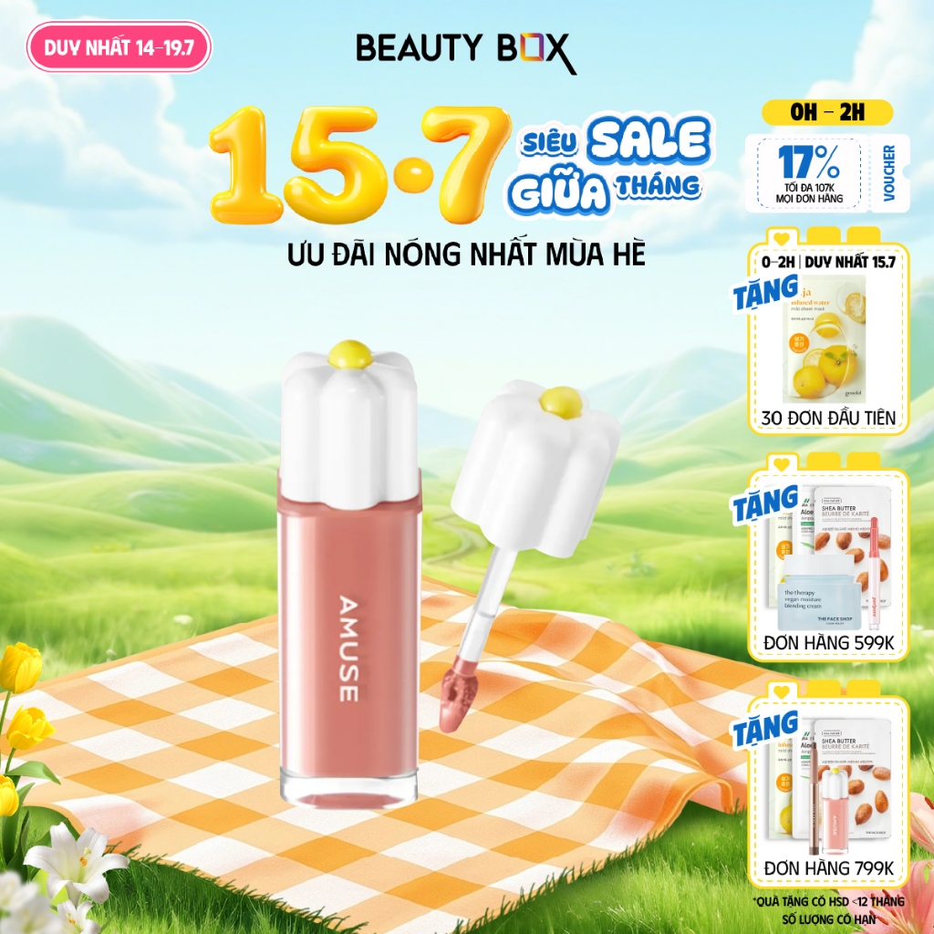 [Săn Sale] Son Nước Bóng Thuần Chay Amuse Dew Tint 4g