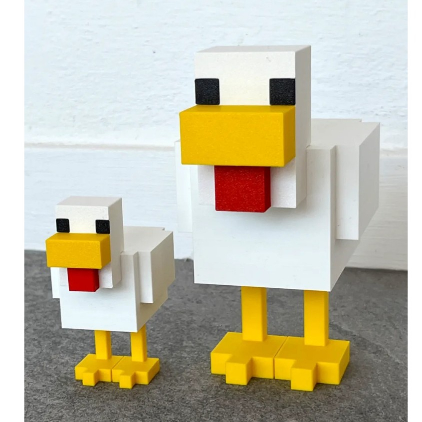 Gà Minecraft Trang Trí (2 kích thước + mũ)