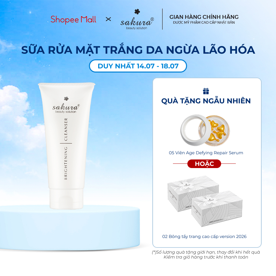 Sữa rửa mặt trắng da Sakura Brightening Cleanser 100ml