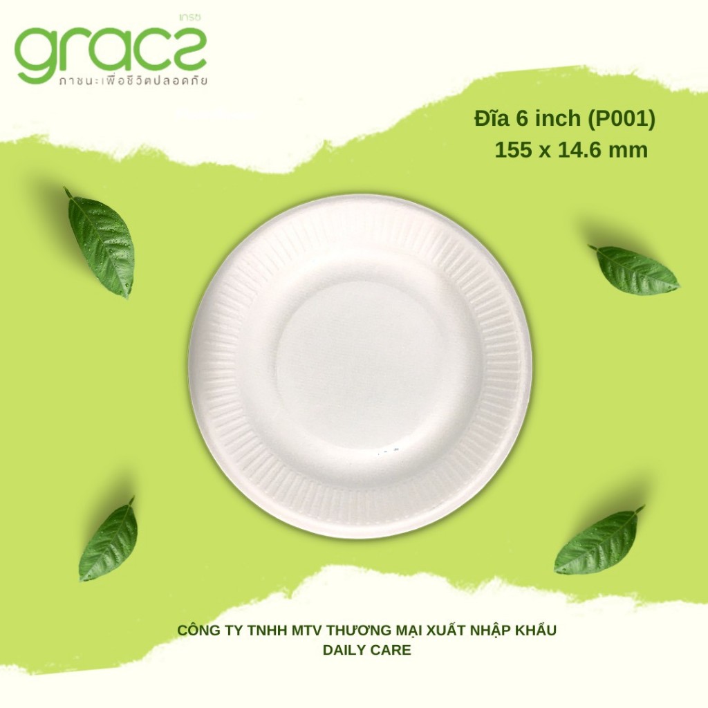 đĩa giấy bã mía 6inch (xấp 10)