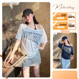 P8 Áo trễ vai nữ futureyou chất cotton mềm, co giãn nhẹ, kiểu dáng cổ rộng mặc phong cách trễ vai hottrend