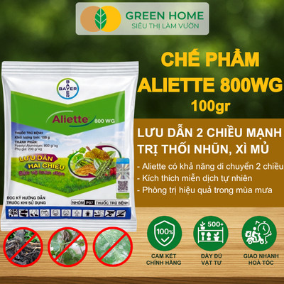 Chế Phẩm Trừ Bệnh Aliette 800WG GreenHome, Gói 100gr, Đặc Trị Thối Rễ, Lở Cổ Rễ, Xì Mủ Cho Cây Trồng