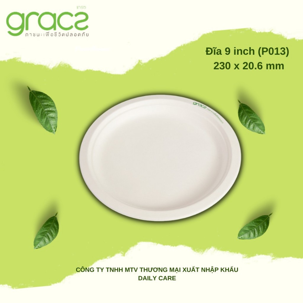 Đĩa giấy bã mía 9inch (xấp 10)
