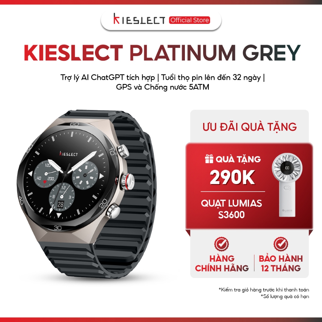 Đồng hồ thông minh Kieslect AI Elite 2- Elite 2 Titan Black/Platinum Grey -Màn hình LTPO AMOLED 1.46