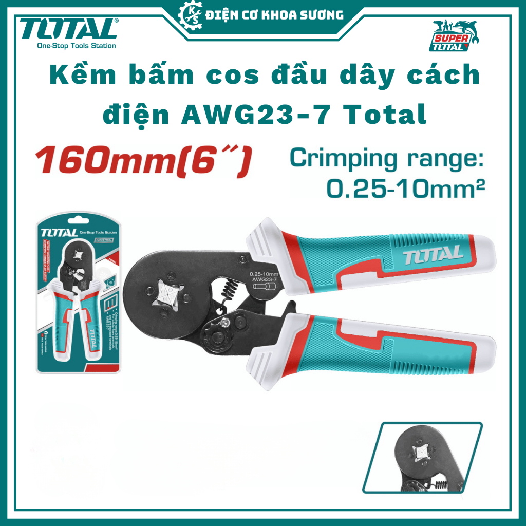 Kềm bấm cos đầu dây cách điện AWG23-7 Total THCPG2510 - Hàng chính hãng