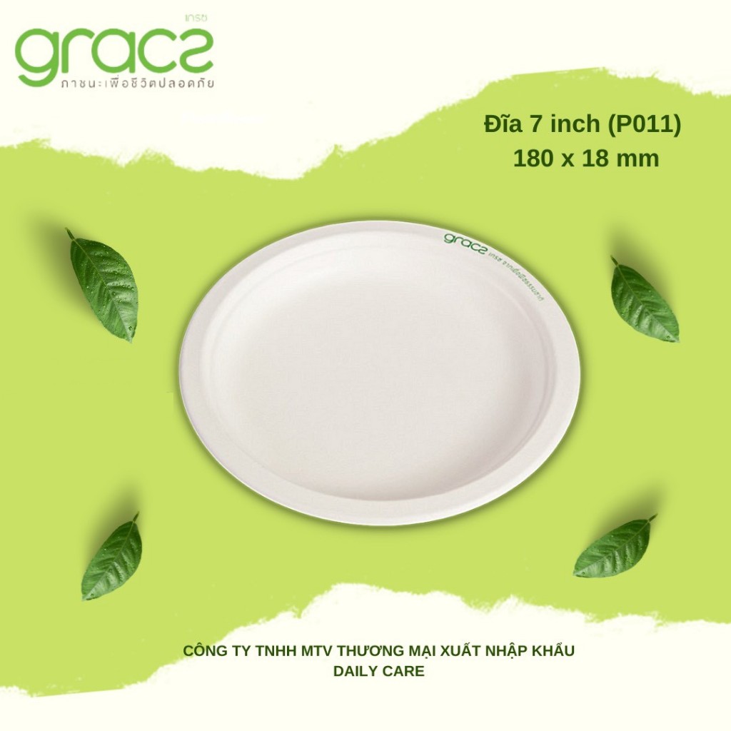Đĩa giấy bã mía 7inch (Xấp 10)