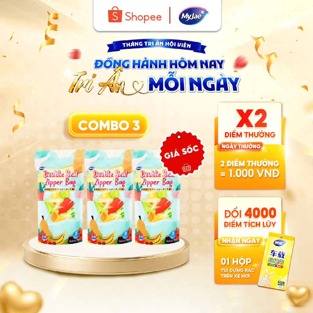 COMBO 3 Túi Zip Đựng Thực Phẩm MyJae size S
