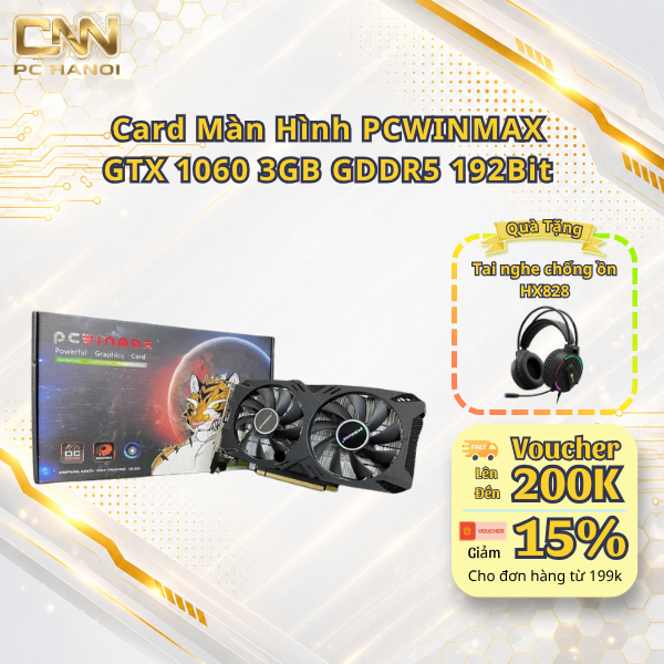 Card Màn Hình Máy Tính Chơi Game PCWINMAX GTX 1060 3GB GDDR5 192Bit DP HD DVI - Full New mới bảo hàn
