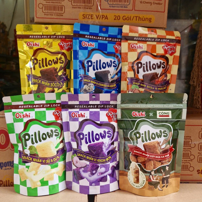 Snack Pillows Oishi Nhân Cốt Dừa Cà Phê  Gói 75g (combo 3 gói)