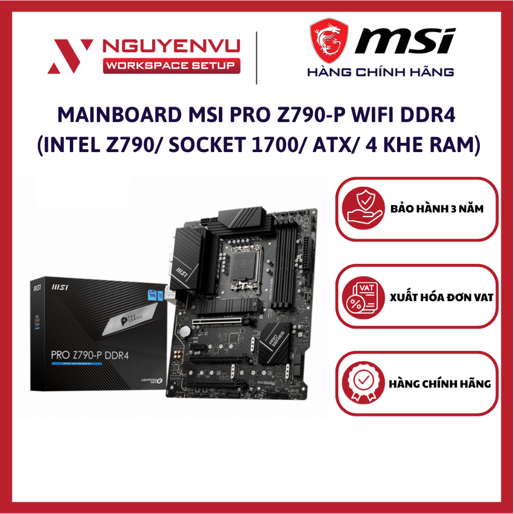 Mainboard MSI PRO Z790-P WIFI DDR4 (Intel Z790/ Socket 1700/ ATX/ 4 khe ram) - Hàng Chính Hãng