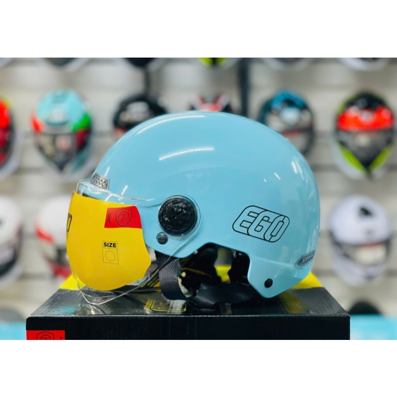 Mũ Bảo Hiểm 1/2 EGO E21 - Nón Bảo Hiểm Nữa Đầu Có Kính Free Size Tăng Chỉnh - Chính Hãng