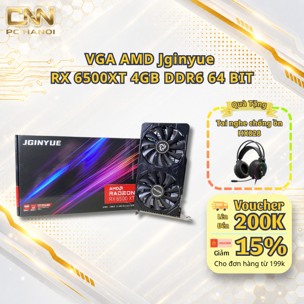 VGA AMD Jginyue RX 6500XT 4GB DDR6 64 BIT (HDMI+DP) - Full New bảo hành 36 Tháng