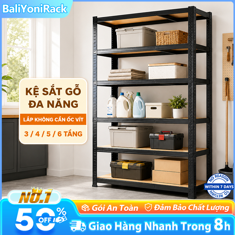 Bali Kệ Sắt + Gỗ 3/4/5/6 Tầng Thiết Kế Có Lỗ Không Cần Bắt Vít Kệ Sắt Gỗ Đa Năng Đựng Đồ [Phí Ship Rẻ Hơn Shop Khác] | BigBuy360 - bigbuy360.vn