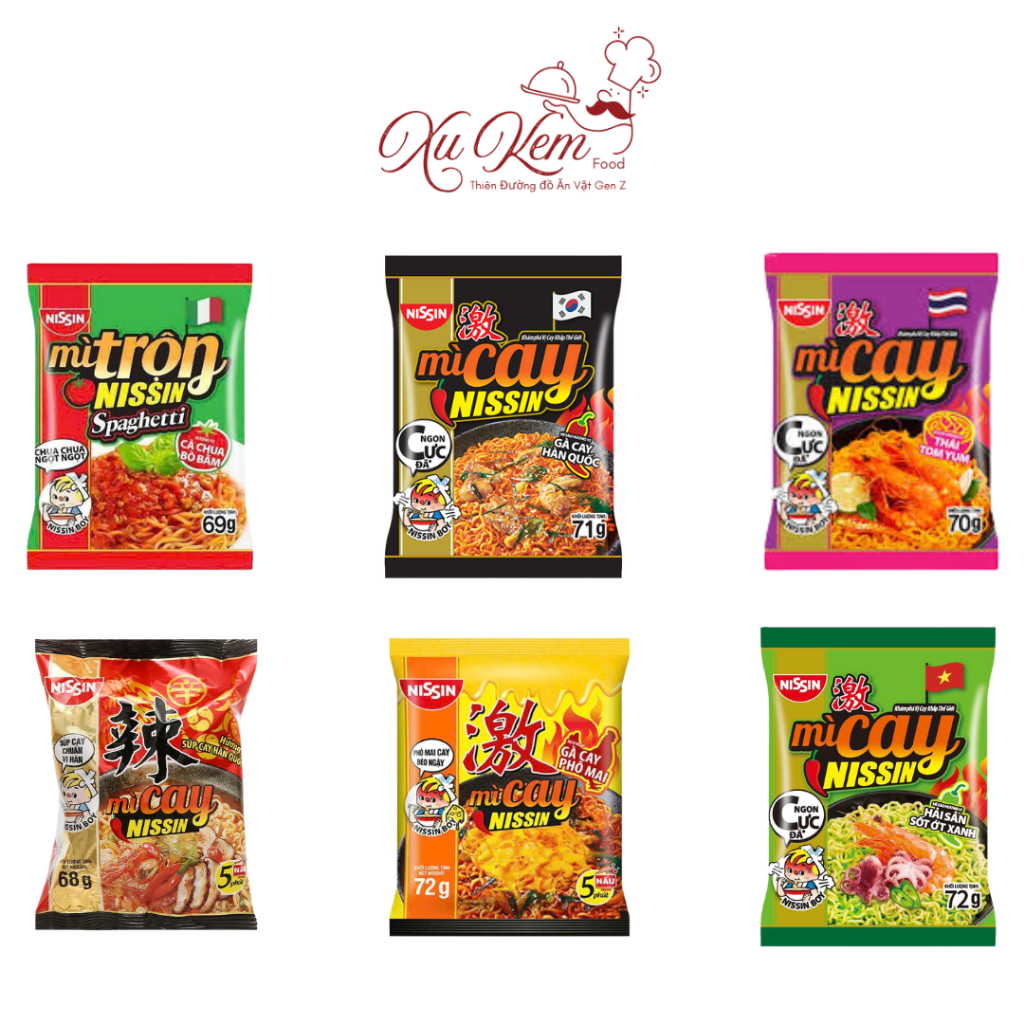 Mì Trộn Khô Nissin Đủ Vị (Gà Cay Phô Mai,Mì Gà Cay Hàn...) - Combo Mì Gói Trộn Khô Nissin Giá Tốt