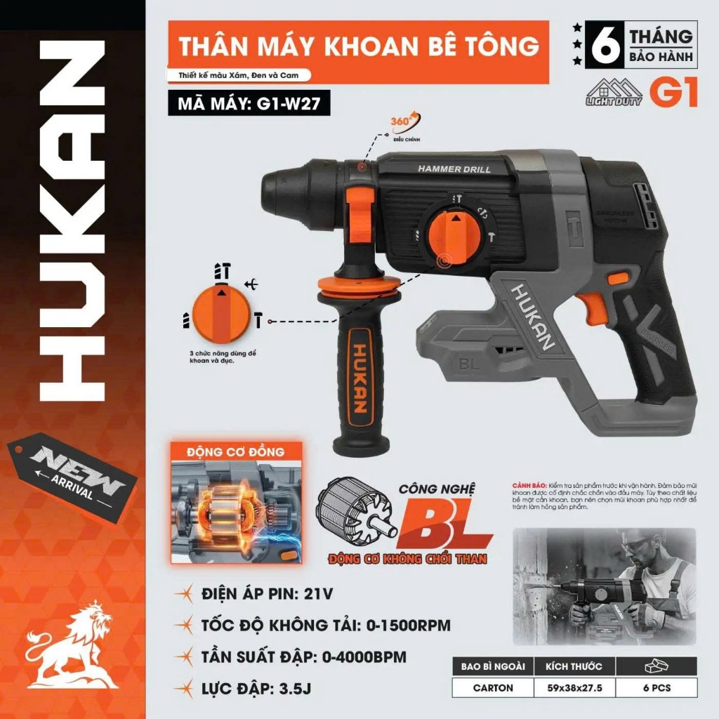 Thân máy khoan bê tông Hukan G1-W27 chính hãng