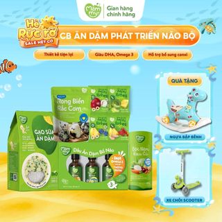 Combo ăn dặm cho bé Mămmy gạo sữa 500gr; set 3 dầu 30ml; bánhh ăn dặm minibites, rong biển rắc cơm, bột nêm rau củ