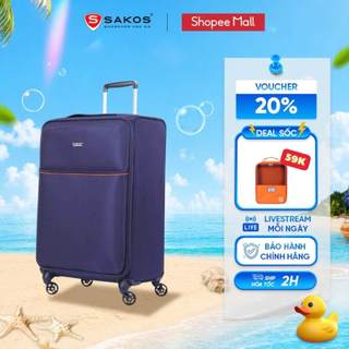 Vali kéo vải du lịch sakos elite 6 size m chất lượng quốc tế khóa tsa bảo hành 10 năm