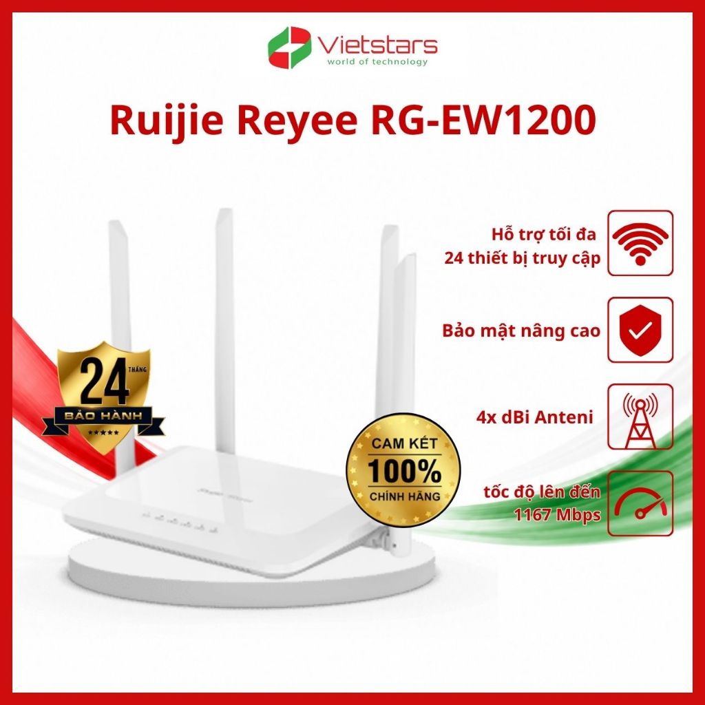 Thiết bị phát Reyee RG-EW1200 ( 4 râu trắng )