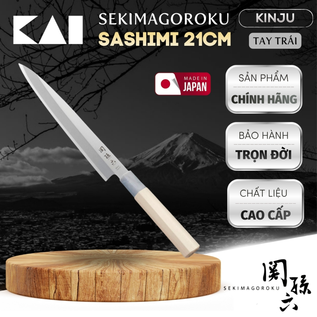 Dao Sashimi tay trái cao cấp KAI Ginju Sashimi Dao Sashimi dành cho người thuận Tay Trái KAI AK5067 