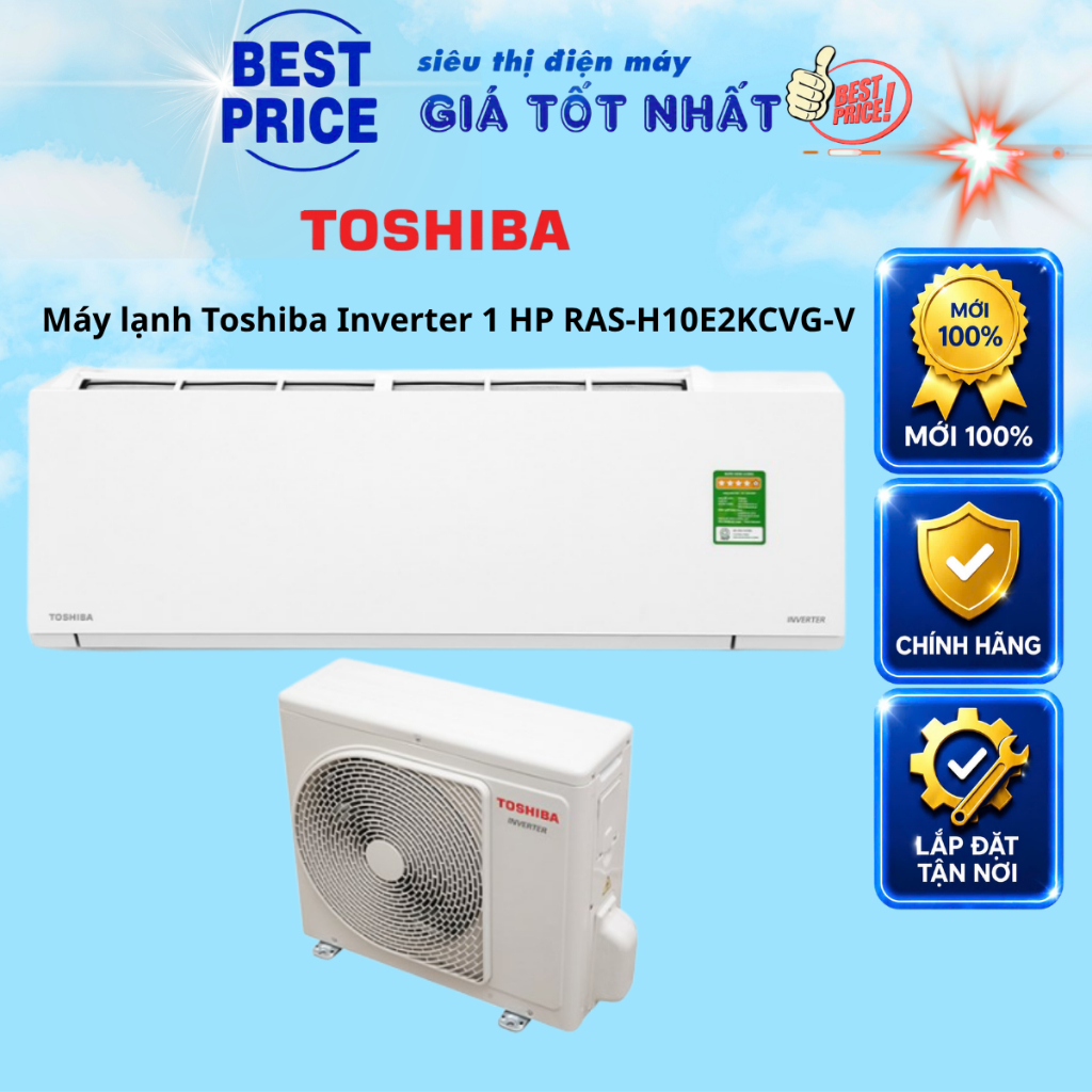 RAS-H10E2KCVG-V Máy lạnh Toshiba Inverter 1HP, Lọc Plasma Ion, Tiết kiệm điện, êm ái RAS-H10E2KCVG-V
