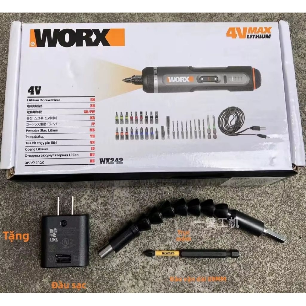 {HỎA TỐC} Máy Vặn Vít Điện chính hãng WORX WX242 4V - 5N.m, 7 Cấp Lực, Đèn LED