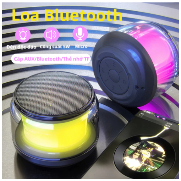 Loa Bluetooth S300 Nhỏ Gọn Âm Thanh Hay Cầm Tay Dòng Loa Mini Pin Trâu ,Hỗ Trợ Thẻ Nhớ, Đèn Led RGB