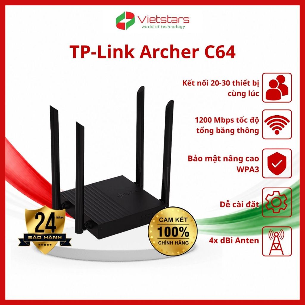 Bộ định tuyến Tplink Acher C64 - AC1200