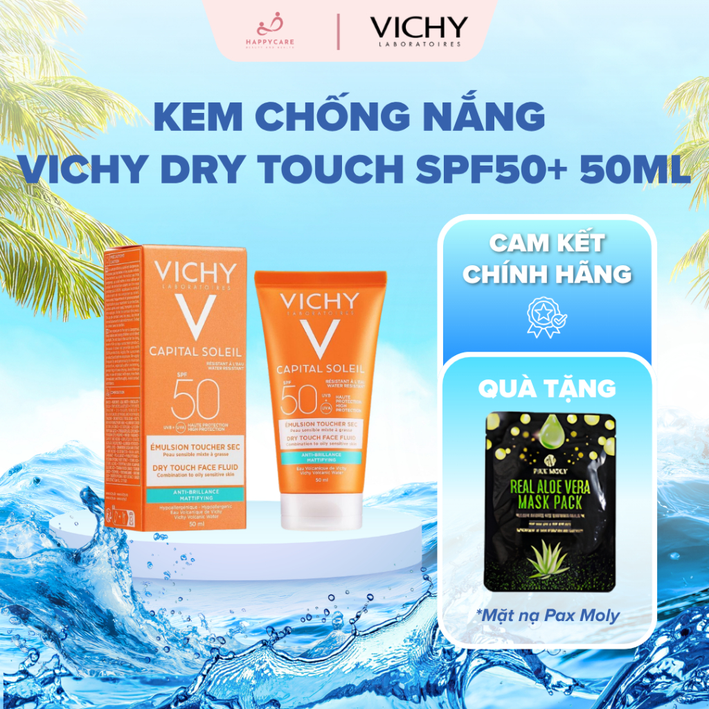 Kem Chống Nắng Không Gây Nhờn Rít Dành Cho Da Hỗn Hợp Dầu Nhạy Cảm Vichy Capital Soleil Dry Touch Fa