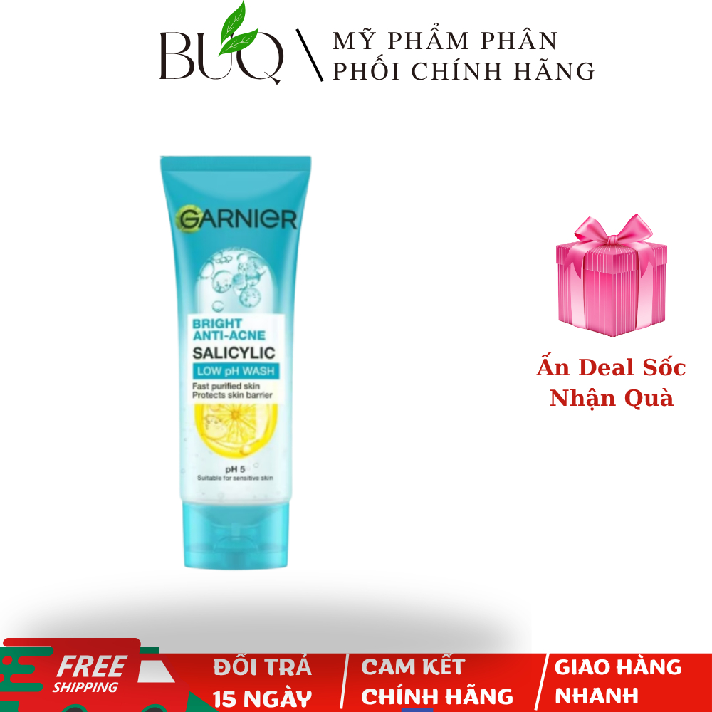 Sữa rửa mặt sạch sâu, giảm mụn Garnier Bright Complete Anti-Acne Foam 100ml/50ml