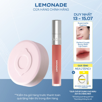 Combo Son bùn ẩm Lemonade Perfect Couple Blurry Stain Lip Cream 3,5g và Phấn nước Lemonade Supermatte Cushion 15g