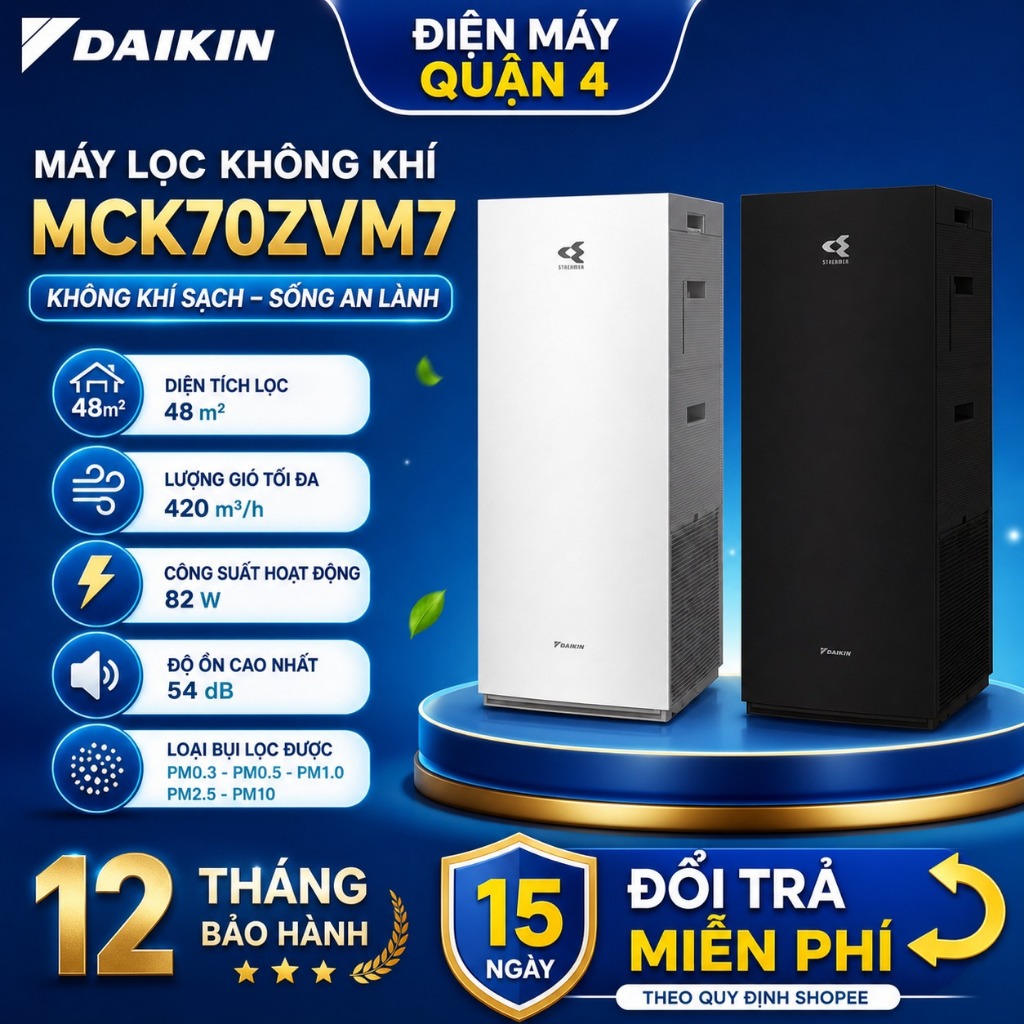 Máy Lọc Không Khí Daikin MCK70ZVM7-T và MCK70ZVM7-W Tạo Ẩm 48m2