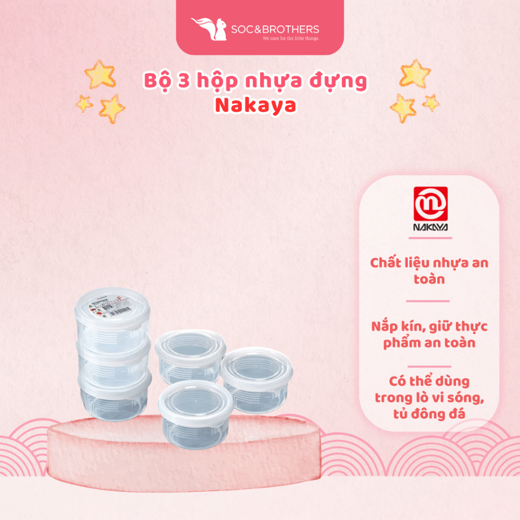 Hộp nhựa đựng thưc phẩm Nakaya bộ 3 chiếc 180ml GDJ - 215 - socandbrothers