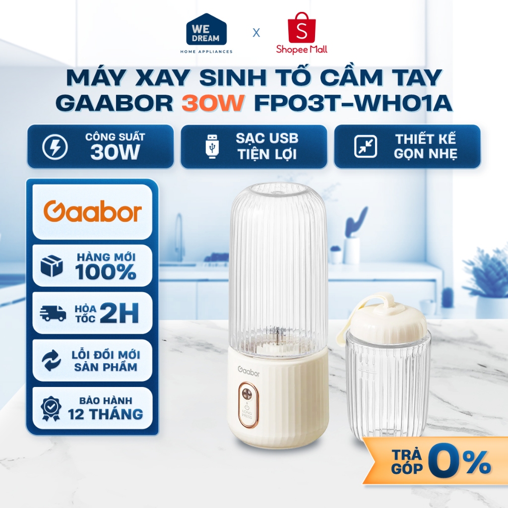 FP03T-WH01A - Máy Xay Sinh Tố Cầm Tay Gaabor FP03T-WH01A 30W - Hàng Chính Hãng, Mới 100%